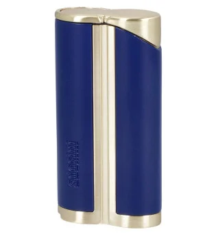 adorini Single Jet Curve Aansteker Blauw/Geel Goud inclusief Sigarenstempel