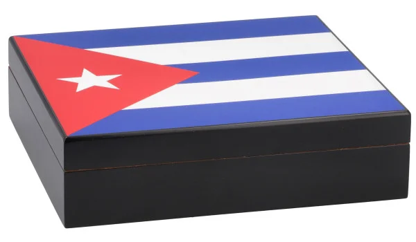 Sigarenbevochtiger zwart oppervlak met Cubaanse vlag