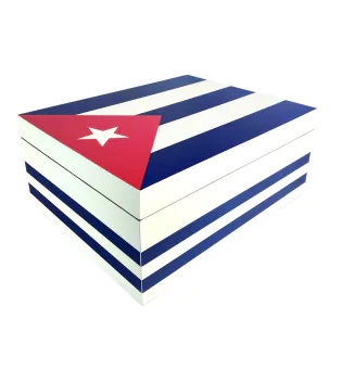 Sigaren Humidor Wit met Cubaanse Vlag 50-75 Sigaren