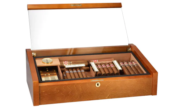 adorini Vega Deluxe Glazen Bovenkant Humidor Mahonie foto 16