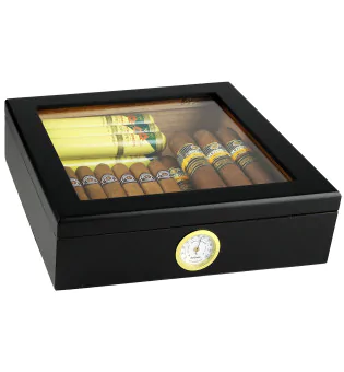 BigSmoke Humidor zwart met glazen deksel foto 9