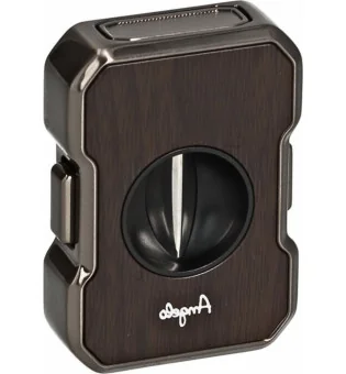 Angelo sigarenknipper V-Cut antraciet met houtnerf