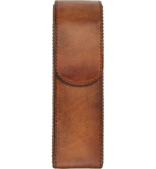 adorini vintage lederen sigarenkoker 2 sigaren bruin met etui voor knipper of aansteker