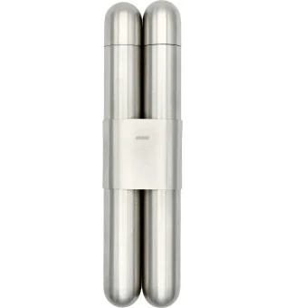 Adorini Dubbele Sigarenhoes High-Grade Staal met satijnen afwerking / ceder