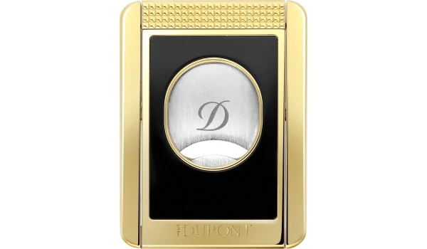 S.T. Dupont dubbelmes-snijder met sigarenhouder, zwart en goud 003553