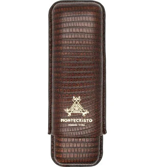 Montecristo sigarenetui van leer, bruin, voor 2 sigaren