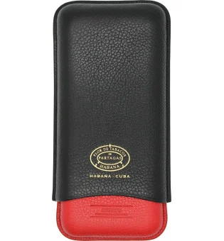 Partagas Series leren etui zwart en rood met gouden logo