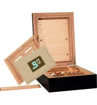 BigSmoke Humidor Mini Black incl. Boveda pack 72%